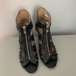 Antonio Melani Black Zip Up Heels